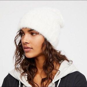 Free People White Soft Fuzzy Beanie